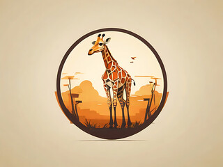 flat vector logo of  "giraffe " ,giraffe logo ,giraffe illustration