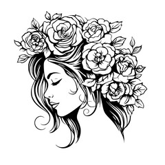 woman line art, line art, mandala art, girl outline, drawing, outline, woman, hair, face, beauty, vector, flower, fashion, illustration, floral, head, art, silhouette, sketch, flowers, nature, design,