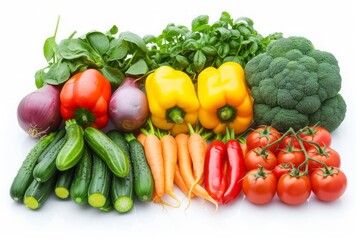 Vibrant vegetables isolated on a white background