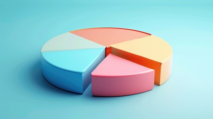 A visually appealing 3D pie chart representing an investment portfolio. - obrazy, fototapety, plakaty