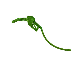 3d illustration of sustainable energy gas pump isolated in transparent or png background. green gasoline injector gasoline pump in png - obrazy, fototapety, plakaty