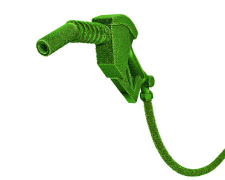3d illustration of sustainable energy gas pump isolated in transparent or png background. green gasoline injector gasoline pump in png