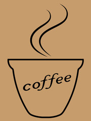 Coffee cup outline minimal design poster vector image
