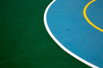 Modern basketball court floor design.