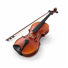 Fototapeta na wymiar 3d photo of classical wooden violin made with generative ai