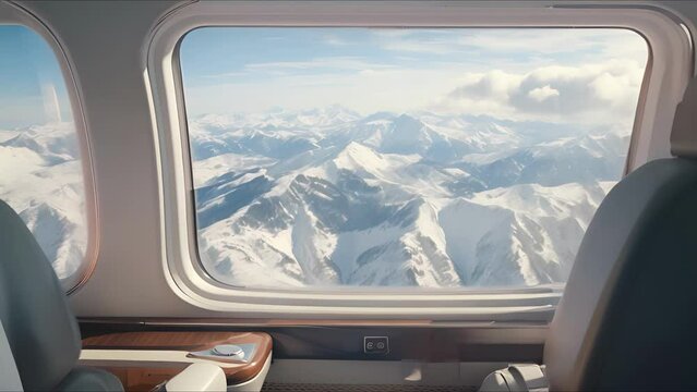 As we glide over the mountainous terrain, the private jets window reveals a postcardworthy view of snowcapped hills and valleys.
