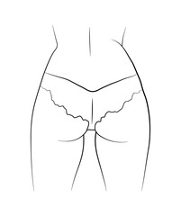 drawing black and white woman butt in bikini panties