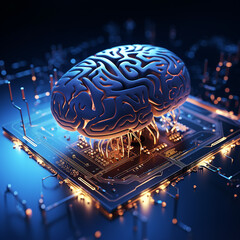digital illustration of brain made with generative ai