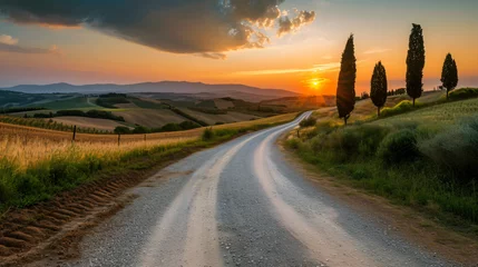 Foto op Plexiglas Italy tuscany country road © Reema