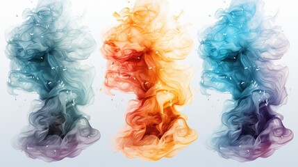 Multicolored paint smoke explosion, smoke watercolor, paint splash explosion smoke cloud, cloud of colored powders stock photo, striking composition