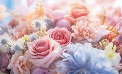 Obraz na płótnie Canvas Soft blur pastel color bouquet background flowers