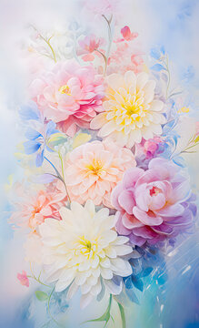 Soft blur pastel color bouquet background flowers