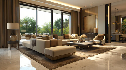 Modern living room with sofa and furniture