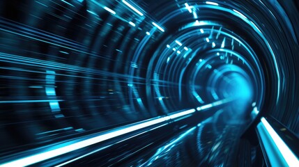 Blue light in the tunnel in futuristic style