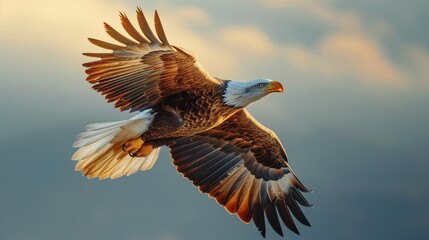 Obraz premium Eagle Flying in Sky. Generated AI