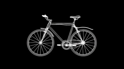 Fototapeta premium Beautiful illustration wireframe bicycle on plain black background