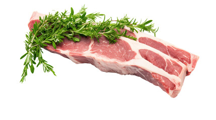 Raw Tomahawk beef steak on white background