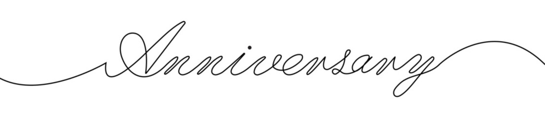 One continuous line drawing of anniversary. Vector isolated on transparent.