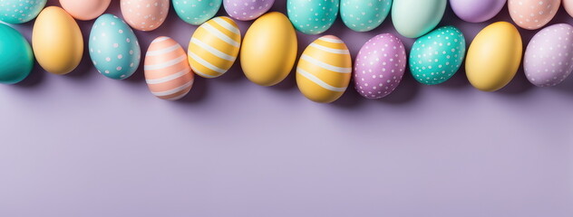 Obraz premium Patterned Easter Eggs on Pastel Background