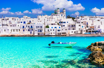 One of the most beautiful traditional fishing villages of Greece - Naoussa in Paros island, Cyclades, Greek summer holidays