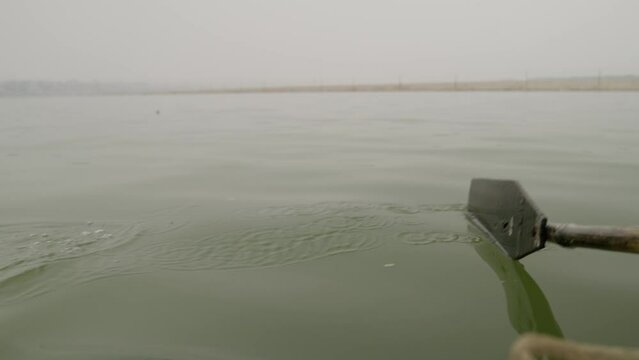 Closeup of Rowing Boat with Oar
