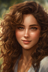 Naklejka premium generative ai illustration fashion portrait woman 