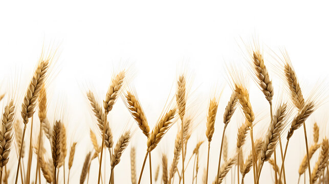Spikelets of wheat isolated on a white background. Neural network AI generated