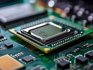 close up of computer circuit board, generative ai