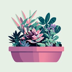 succulent, cactus in a pot, drawing. Cacti, succulents isolated on white. Ideal for stickers, greetings design.
