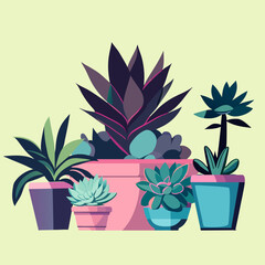 succulent, cactus in a pot, drawing. Cacti, succulents isolated on white. Ideal for stickers, greetings design.