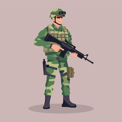 vector flat male military illustration