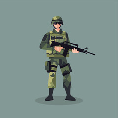 vector flat male military illustration