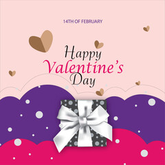 Fototapeta na wymiar Vector happy valentine's day greeting card vector template valentine's greeting card in pink space and paper hearts