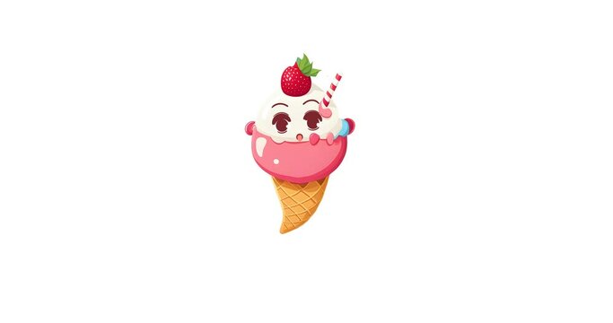 animation ice cream character 4K Transparent Background