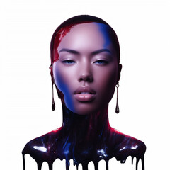 portrait of a girl with art make-up. art photo of a beautiful woman isolated on transparent or white background