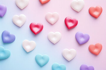 Pastel pink heart, delicate soft design greeting card for Valentines Day and love celebration