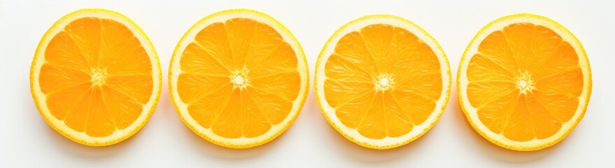 A group of oranges cut in half, revealing their vibrant orange flesh, placed neatly on a clean white surface.