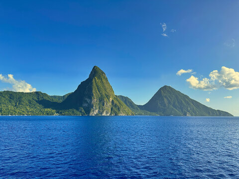 Pitons mountains on St. Lucia caribbean