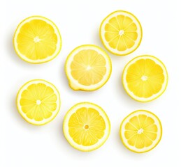 Obraz premium A collection of lemons cut in half neatly arranged on a clean, white surface.