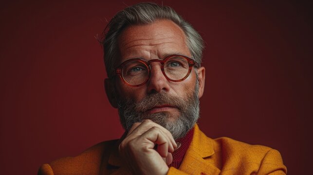 Elegant Gentleman in Office Portrait with Combover and Monocle Generative AI