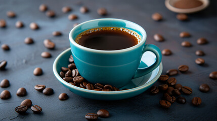 Obraz na płótnie Canvas A cup of aromatic black coffee