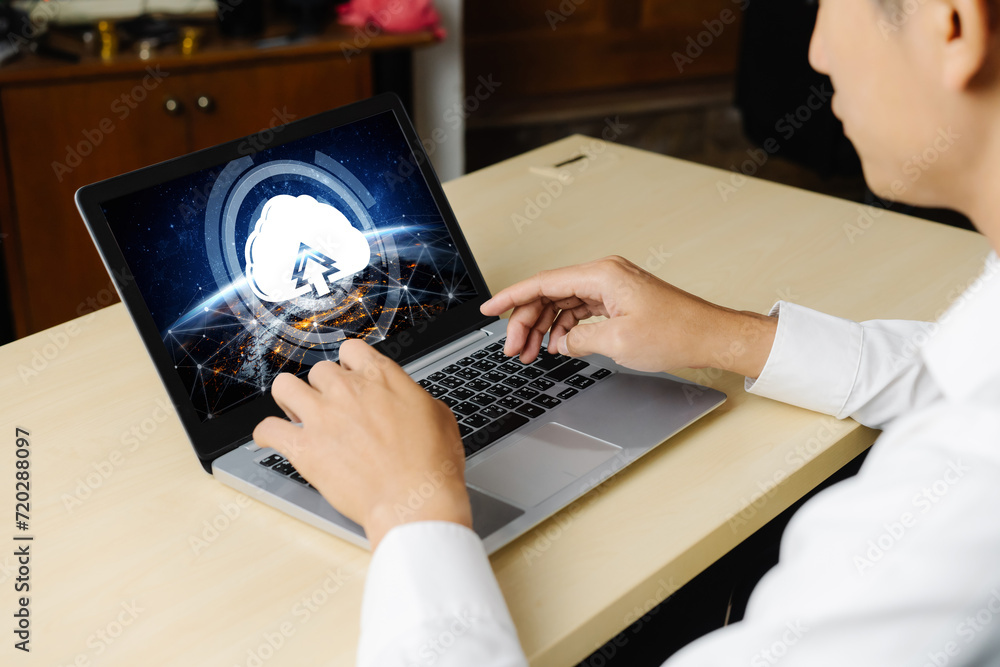 Poster cloud computing software for modish remote work and personal data storage