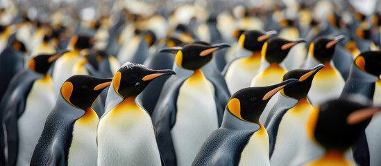 a large group of penguins
