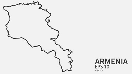 Vector line map of Armenia. Vector design isolated on white background.	
