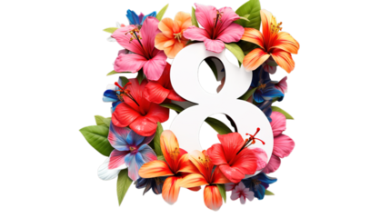 Women's Day (8 March) isolated on transparent background, Generative ai.