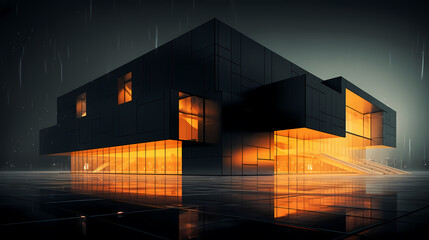 3d render of abstract futuristic architecture with empty concrete floor