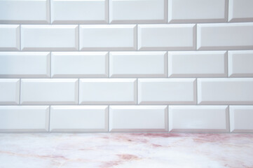 The perfect white and pastel background for any social media graphics. White tiles on the wall,...