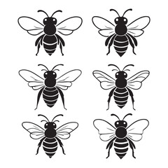 Vector set of bees black design on white 