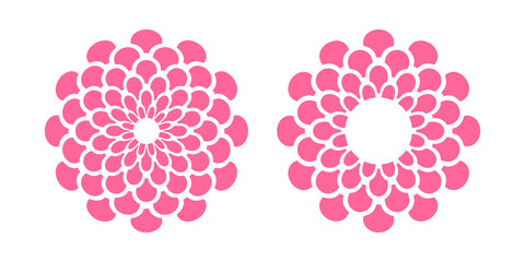 Fototapeta na wymiar Abstract Flower Icons. Radial Circle Patterns. Design Elements Set.