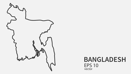 Vector line map of Bangladesh. Vector design isolated on white background.	
